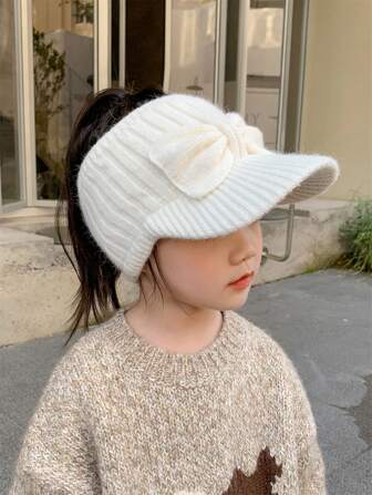 Stickad mössa för barn, basebollkeps för flickor 2023 Ny höst, vinter, varm babymössa, storlek 50-55 cm för 3-12 år