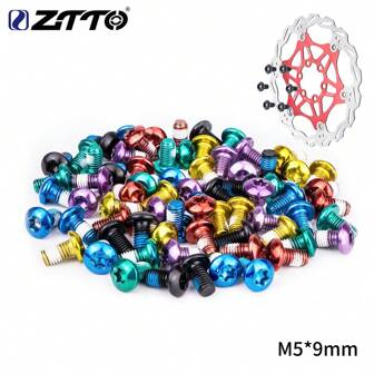 12 piezas ZTTO Tornillos para disco de freno de bicicleta M5x9mm T25 para MTB y bicicleta de carretera, pernos de rotor de colores del arcoíris Torx de acero con cabeza hueca
