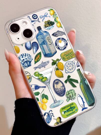 Summer Phone Case Vacation 1pc Summer Cool Pattern Full Cover Transparent TPU Anti-Fingerprint Phone Case Compatible With IPhone 11/12/12 Pro/12 Pro Max/13/13 Pro/13 Pro Max/14/14 Pro/14 Pro Max/15/15 Plus/15 Pro/15 Pro Max Waterproof Shockproof Anti-Fall Scratch Resistant