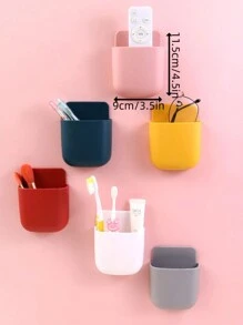 1入壁掛式遙控器收納盒用於電視、空調、床邊手機充電，無需打孔的儲物架，適用於宿舍、客廳、浴室 - 彩色 - 查看 2