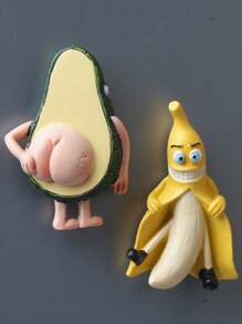 1pc Cute Creative Funny 3D Magnetic Cartoon Magnet For Fridge, Banana & Avocado Shaped Best