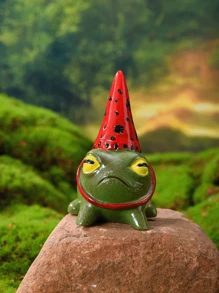 1pc 青蛙雕像迷你仿真小动物树脂树脂雕塑庭院花园田园露台微景观仙女花园鱼缸配件室内外迷你装饰摆件 (青蛙) - 彩色 - 查看 10