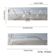 2pcs Square Frame Clear Glasses Fake Brille For Women Daily Wear,Reading - Clear - View 5