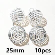 10-30入組金屬螺旋珠籠吊墜，空心珠帽，適用於DIY手鍊、首飾製作配件 - cage pendant charm - 查看 13