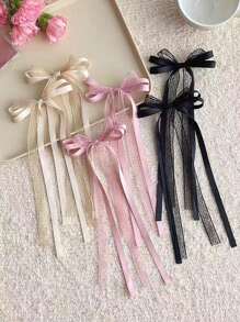 2 chiếc kẹp tóc công chúa dễ thương và đáng yêu cho bé gái, kẹp tóc nơ nhiều lớp phong cách múa ba lê cổ điển cho nữ sinh siêu tiên, trang trí tóc đuôi ngựa cho mùa tựu trường, trang phục hàng ngày, tiệc tùng, khiêu vũ khiêu vũ, quà tặng - 2 chiếc kẹp tóc nơ ruy băng ren - Xem 1