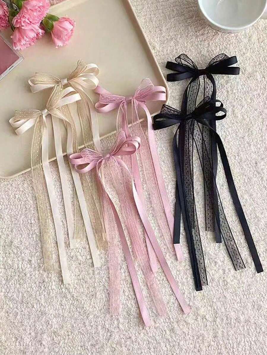 2 chiếc kẹp tóc công chúa dễ thương và đáng yêu cho bé gái, kẹp tóc nơ nhiều lớp phong cách múa ba lê cổ điển cho nữ sinh siêu tiên, trang trí tóc đuôi ngựa cho mùa tựu trường, trang phục hàng ngày, tiệc tùng, khiêu vũ khiêu vũ, quà tặng - 2 chiếc kẹp tóc nơ ruy băng ren - Xem 1