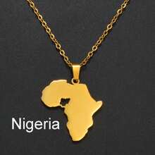 1pc Stainless Steel Jewelry Nigeria Ghana Morocco Cameroon Map Pendant Necklaces - Multicolor - View 19