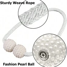 2pcs Magnetic Curtain Tiebacks, Faux Pearl Ball Decorative Home Curtain Buckle, Curtain Rope Straps For Holding Curtains & Drapes, For Bedroom Living Room Home Decor