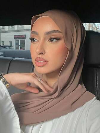 1pc Vrouwen Jersey Hijab Zachte Chiffon Hoofddoek Met Faux Parel Versieringen Vrouwen Sjaals Geschikt Voor Dagelijks Gebruik Hoofdband Voor Abaya Vrouwen Sluier