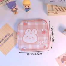 1pc Portable Cartoon Sanitary Pouch Large Capacity Menstrual Pad Storage Bag Cute Animal Organizer