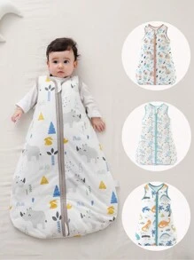 1.5TOG Newborn Sleeping Bag, Suitable For Spring, Autumn And Winter, Cartoon Print, Comfortable And Breathable, Sleeveless Vest Style Sleeping Bag, Baby Pajamas, Heart Pattern For Valentine's Day - Multicolor - View 2
