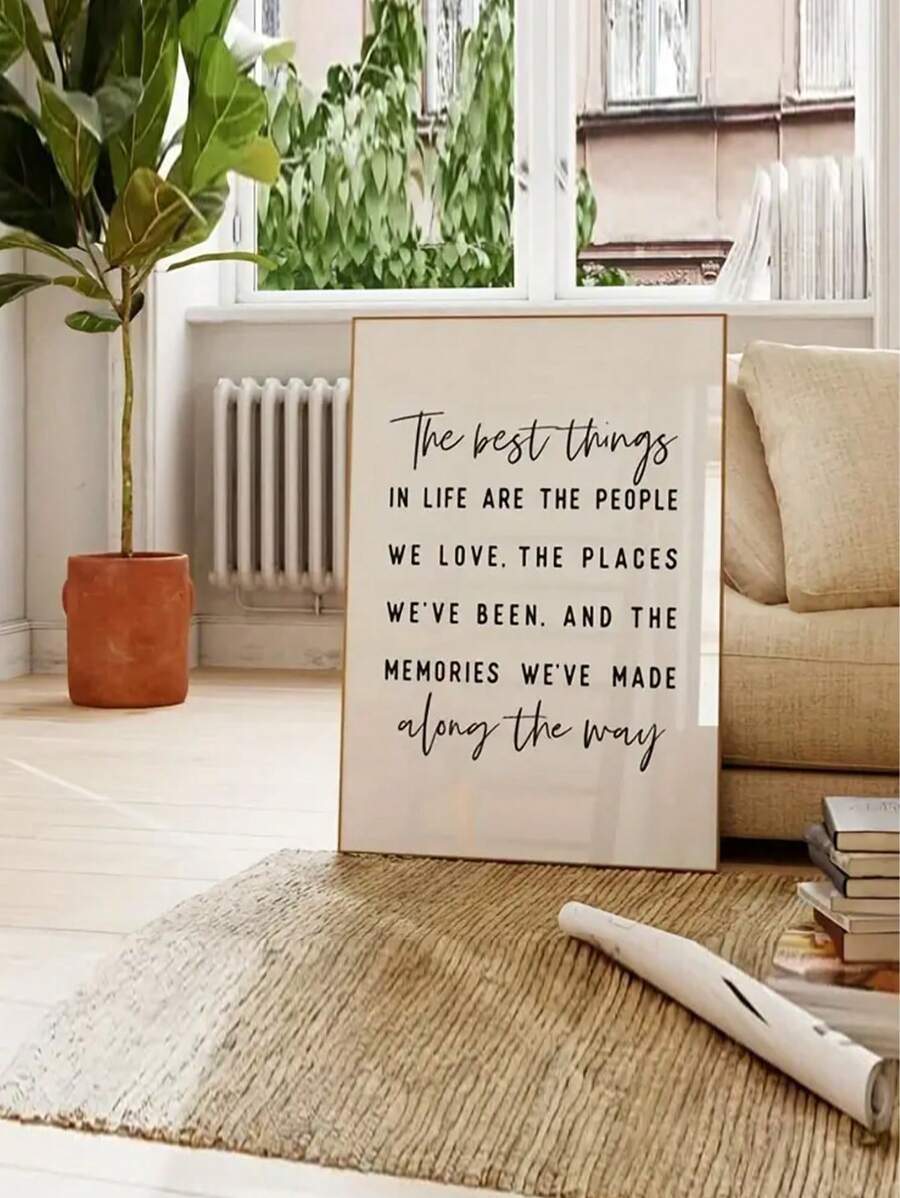 1幅“生活中最美好的事物”励志名言帆布海报 - 卧室、客厅和家庭办公室墙面装饰画，不含画框