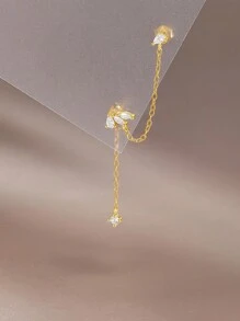 EleRunis 1 pièce Bijoux de piercing d'hélice de cartilage pour femmes, en argent sterling 925 avec pendentif à franges, diamants et pierres de zircone cubique pour un port quotidien, mariage, fête d'engagement, anniversaire, Saint-Valentin.