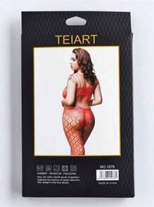 Lencería Sexy Full Body Stocking Hollow Out Bodystocking Sin Ropa Interior San Valentín - Rojo - Ver 4