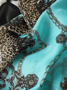 1buc eșarfe femei elegante și la modă eșarfă de mătase din șifon cu imprimeu floral și leopard, eșarfă respirabilă și subțire pentru îmbrăcăminte ocazională, hijab și șal de protecție solară, eșarfe de mătase Bandana de toamnă de iarnă