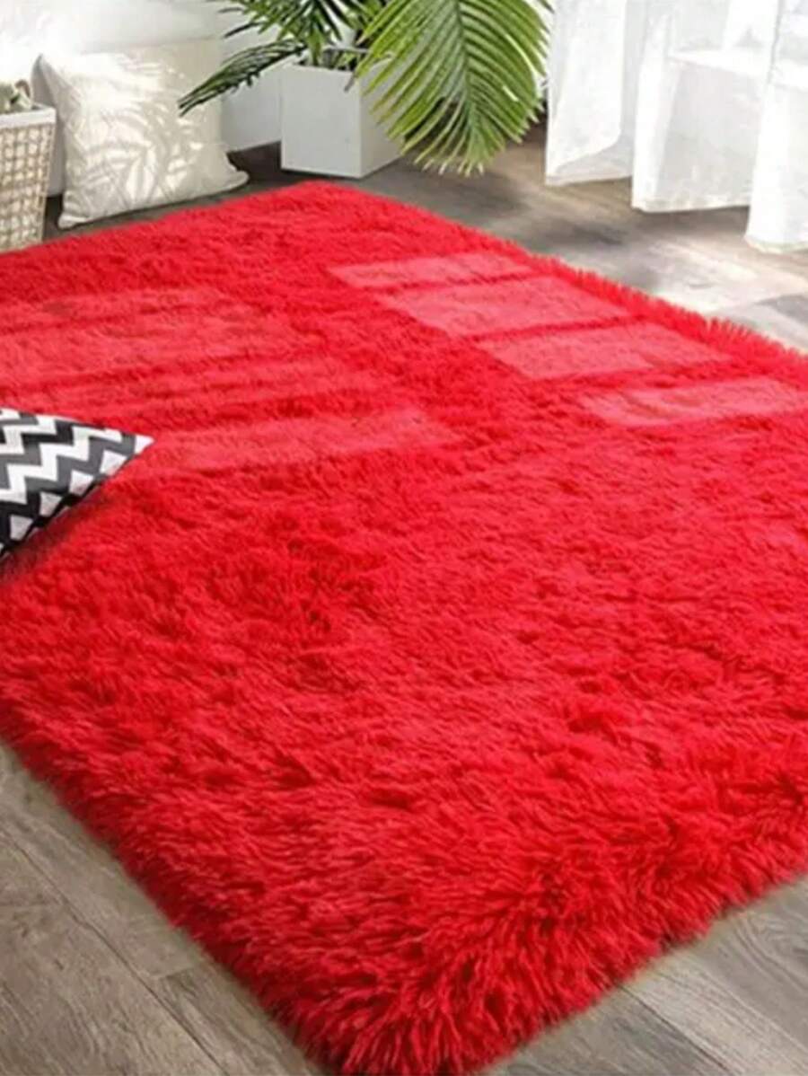 Tapete Para Sala Felpudo 2,00x1,50 Shaggy Promoção Peludo - Vermelho - Visão 1