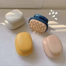 1入手持矽膠洗髮按摩墊梳，適用於日常洗髮和清潔頭皮 - 適用於男女皆宜