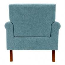 Cotton Accent Chair Mid-Century Modern Living Room Armchair With Nailhead Trim &  Legs Comfy Upholstered- Single Sofa Chair For Lounge/Bedroom/Reception  Blue- - như hình ảnh cho thấy - Xem 3