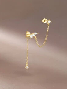 EleRunis 1 pièce Bijoux de piercing d'hélice de cartilage pour femmes, en argent sterling 925 avec pendentif à franges, diamants et pierres de zircone cubique pour un port quotidien, mariage, fête d'engagement, anniversaire, Saint-Valentin.