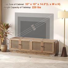 Mueble para TV de estilo granja para TVs de hasta 75 pulgadas con 2 armarios - roble