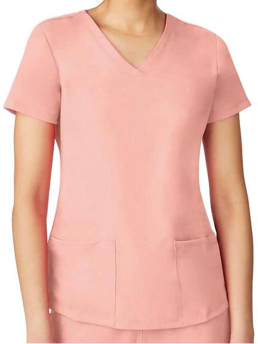 V-Neck Short Sleeve Casual Work Scrub Uniform T-Shirt
