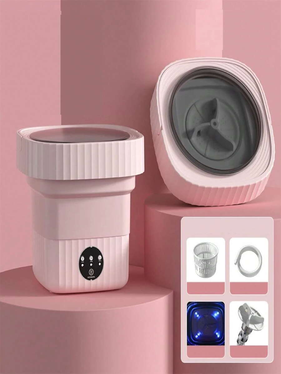Lavadora Plegable,Mini Lavadora Y Secadora Portátil,Lavadora Portátil Pequeña,Lavadora Portátil De 6 L De Alta Capacidad Para Limpieza Profunda Ropa Interior, Ropa De Bebé O Artículos Pequeños - Rosa - Ver 1