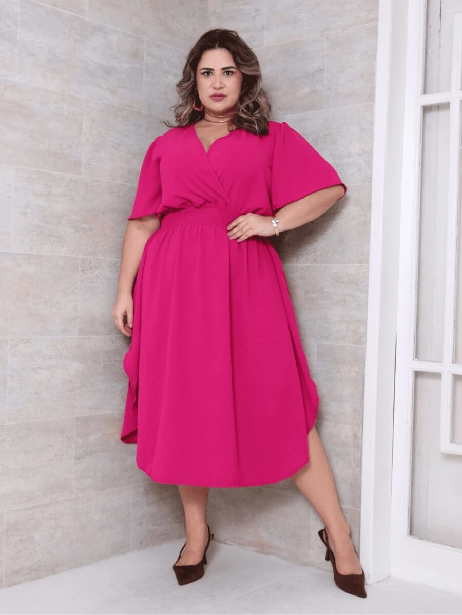Plus Size Dresses - Rose Red - View 1