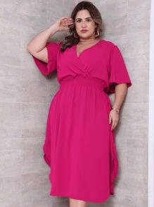 Plus Size Dresses - Rose Red - View 5