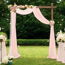 1pc Elegant Sheer Wedding Arch Backdrop For Indoor And Outdoor Decoration - Light Cheek Powder - View 3