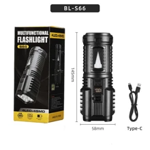 Super Bright Portable 7*LED Flashlight Multifunctional High Lumen Bright Light Tactical Flashlight Rechargeable Waterproof Emergency Light With Floodlight Side Light Digital Power Display Camping Light Searchlight Outdoor Light - Black - View 14