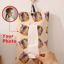 1 件个性化时尚定制图案照片卫生巾收纳袋，纸巾收纳袋，布艺纸巾袋，布艺创意纸巾袋，悬挂式纸巾收纳袋，浴室客厅卧室家居用品，家居饰品，纸巾收纳袋 - 彩色 - 查看 1