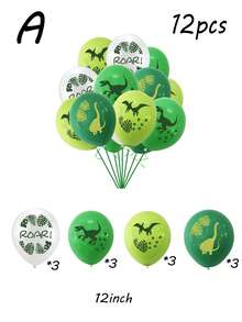 12 件恐龙主题乳胶气球生日派对派对气球套装，圣诞节 - 彩色 - 查看 2