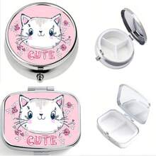 2pcs Round And Square Decorative Pill Box - Travel Metal Storage Box, Safe And Reliable, Simple And Convenient, Exquisite Pattern, Perfect Gift - Multicolor - View 13