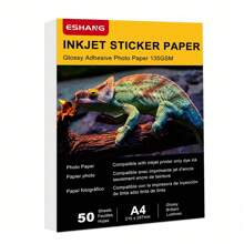 Self-Adhesive Photo Paper Glossy Sticker Paper For Inkjet Printer, A4 8.3 X 11.7 Inch, 50 Sheets, 135 Gsm 36Ib - White - View 1