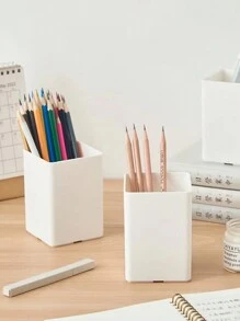 1入組簡約式化妝刷收納桶，多功能化妝刷筆筒，桌上組織收納，適用於臥室化妝梳妝台，客廳桌面收納，學校書桌文具收納 - 彩色 - 查看 4