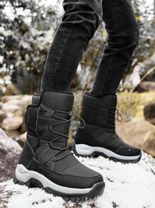 Mid-Calf Men Snow Boots,New 2024 Winter Shoes With Winter Clothes,Water-Resistant Upper, Anti-Slip Outsole, Thick Insulation, Side Zipper Design For Easy Wear, Winter