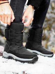 Mid-Calf Men Snow Boots,New 2024 Winter Shoes With Winter Clothes,Water-Resistant Upper, Anti-Slip Outsole, Thick Insulation, Side Zipper Design For Easy Wear, Winter