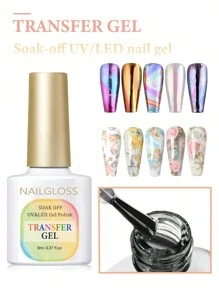 NAILGLOSS指甲箔膠釘藝箔膠凝膠，鐳射箔膠轉印貼片釘膠箔膠轉移貼片指甲美甲DIY需要LED燈浸泡卸除 - 無色 - 查看 8