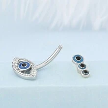 1PC Cute Belly Button Rings Silver 316L Stainless Steel Belly Piercing Evil Eye Belly Rings Navel Rings Navel Piercing Jewelry For Women Men - Silver - View 6