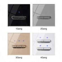 White Tempered Glass Wall Switch Panel Led European 16a Socket Retro Toggle Light Switch Eu Uk Standard 2usb Socket 1Gang-4gang - White - View 2