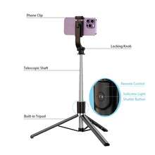 67-Inch Extendable Bluetooth Remote Selfie Stick | Multi-Functional Live Streaming Desktop Tripod | Portable Mobile Photography Tool - Black - View 4