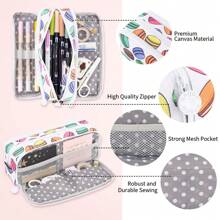 1 pieza Estuche para lápices de gran capacidad con 3 compartimentos, bolsa para bolígrafos para escuela, adolescentes, niños, hombres, mujeres. Útiles escolares, almacenamiento de papelería para estudiantes (Negro, Rosa, Morado, Azul Marino, Azul Glaciar, Verde, Estampado de Cactus, Estampado de Macaron) (¡La ubicación de los estampados de Macaron y Cactus en la superficie del estuche para lápices es aleatoria!) Vuelta al cole, Útiles escolares, Estuche para lápices, Mochila escolar - Negro - Ver 11