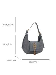 2024 Winter New Women's Personalized Crossbody Bag, Casual Korean Style Crescent Bag, Fashion Chain Shoulder Bag For Women