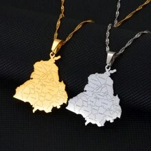 1pc 3.2cm India Punjab State Map Pendant Necklace Jewelry - Multicolor - View 1