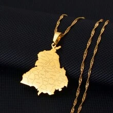 1pc 3.2cm India Punjab State Map Pendant Necklace Jewelry - Multicolor - View 6