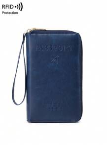 CHARM INFINITE Ví đựng hộ chiếu máy bay chống RFID sáng tạo, ví thời trang, hộp đựng hộ chiếu đa chức năng có khóa kéo và dây đeo cổ tay, phụ kiện du lịch, túi đựng đồ du lịch, ví du lịch, hộp đựng hộ chiếu, túi đi biển, kỳ nghỉ hè Giáng sinh - Xanh đậm - Xem 6
