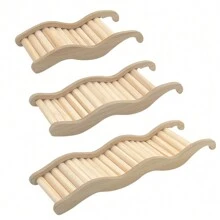 1pc Wooden Wave Bridge Shaped Toy & Climbing Ladder & Decoration Accessory For Hamster Cage, Suitable For Small Pets All Seasons - View 2