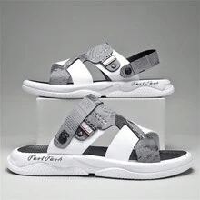 Dép Đi Biển Chống Trơn Trượt Mùa Hè Nam Họa Tiết Ngẫu Nhiên Dép Mềm Thời Trang 2024 Phong Cách Mới - Xám - Xem 1