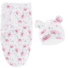 2 件套新生儿襁褓毯和帽子，婴儿睡袋 0-3 个月，春秋季 - 彩色 - 查看 8