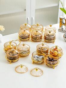 1 Juego de Bandeja Compartimentada Grande con Asas Duales - Contenedor de Almacenamiento de Alimentos Espacioso con Bandejas de Aperitivos Extraíbles, Tapa y Organizador de Refrigerador - Adecuado para Viajes, Fiestas, Ensaladas, Aperitivos y Dulces